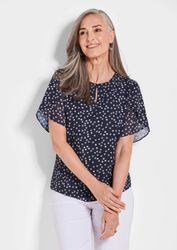GOLDNER Kurzarmbluse Chiffonbluse Damen mit Tupfen-Alloverprint günstig online kaufen
