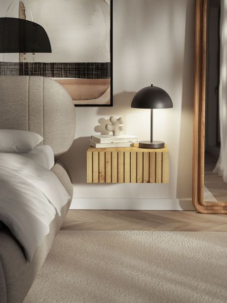 Selsey Nachttisch TELIRE, Platzsparende Wandmontage, Lamellenfront, günstig online kaufen