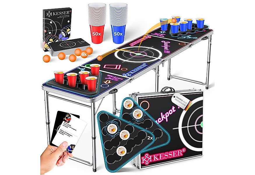 KESSER Spieltisch Bier Pong Tisch, Spiel-Set mit Kartenspiel, LED, 100 Bech günstig online kaufen