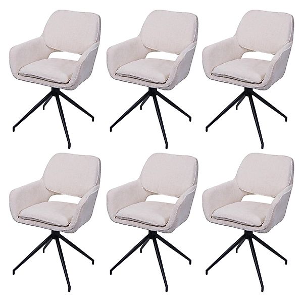 MCW Esszimmerstuhl N74 6er-Set Stoff Chenille 490g/m² Creme günstig online kaufen