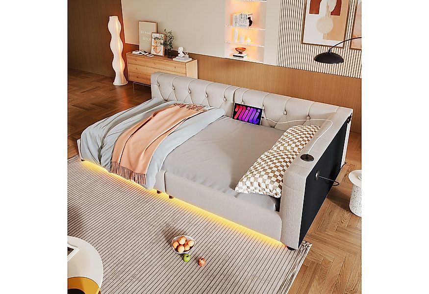 Ulife Schlafsofa Daybett, Tagesbett, Polsterbett, Jugendbett mit LED-Beleuc günstig online kaufen