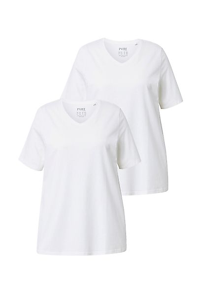 Ulla Popken T-Shirt T-Shirt 2er-Pack V-Ausschnitt günstig online kaufen