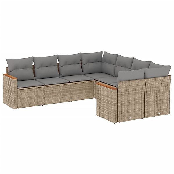 vidaXL 8-Tlg Garten-Sofagarnitur mit Kissen Beige Poly Rattan 3226556 günstig online kaufen