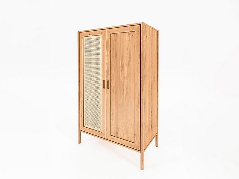 Natur24 Kleiderschrank Kleiderschrank Zola Wildeiche massiv mit Rattan 108x günstig online kaufen