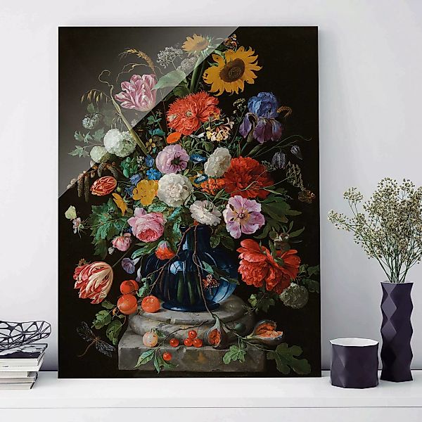 Glasbild - Hochformat Jan Davidsz de Heem - Glasvase mit Blumen günstig online kaufen