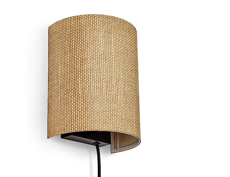 hofstein Wandleuchte Wandlampe aus Metall/Bast in Schwarz/Natur, ohne Leuch günstig online kaufen