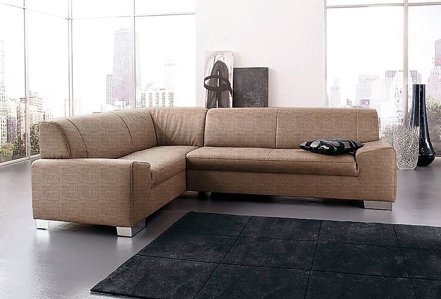 DOMO collection Ecksofa »Alisson, zeitlose Optik, flache Armlehnen, L-Form« günstig online kaufen