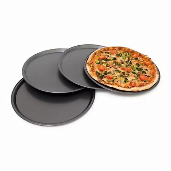 relaxdays Pizzablech rund 4er Set anthrazit günstig online kaufen