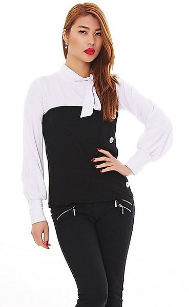 Mississhop Langarmshirt Bluse 2 in 1 Optik Tunika Longshirt mit Schleife am günstig online kaufen