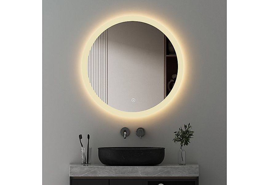 WDWRITTI Spiegel Rund mit Beleuchtung Rundspiegel Bad Led 60 cm 3Lichtfarbe günstig online kaufen