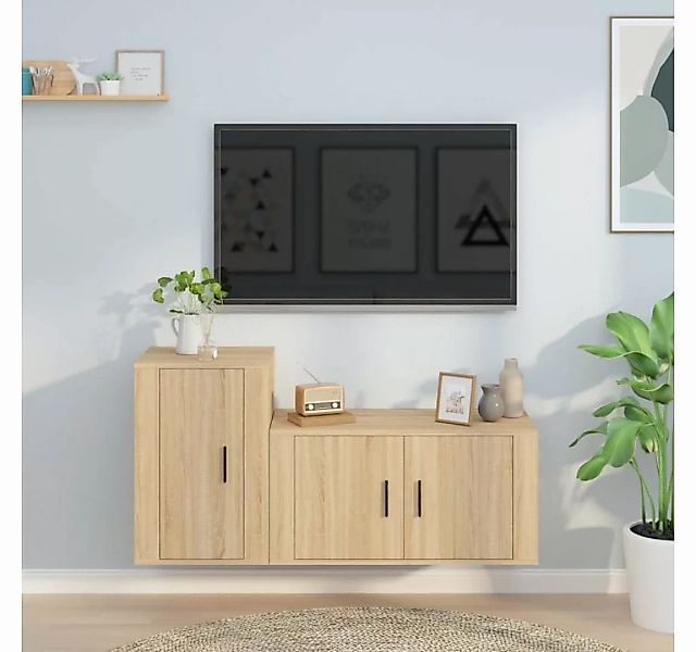 vidaXL TV-Schrank 2-tlg. TV-Schrank-Set Sonoma-Eiche Holzwerkstoff (2-St) günstig online kaufen