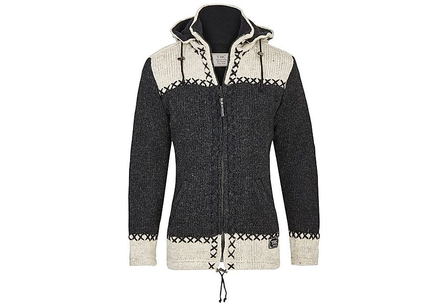 THC Natural Line Strickjacke THC Schafwollstrickjacke anthrazit weiß 511 (1 günstig online kaufen