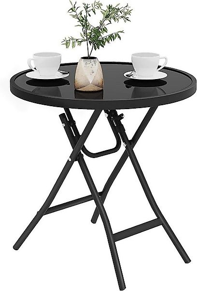 EUGAD Gartentisch (1-St), Klapptisch mit Metallrahmen, aus gehärtetem Glas günstig online kaufen