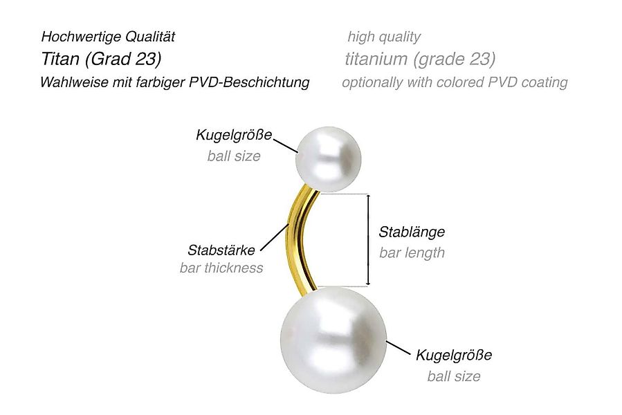 PIERCINGLINE Bauchnabelpiercing Titan Bananabell SYNTHETISCHE PERLEN günstig online kaufen