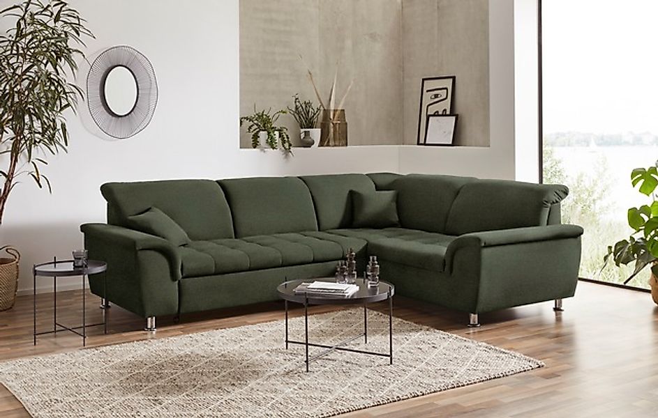 DOMO collection Ecksofa »Franzi, zeitlos und elegant, moderne Sitzheftung, günstig online kaufen