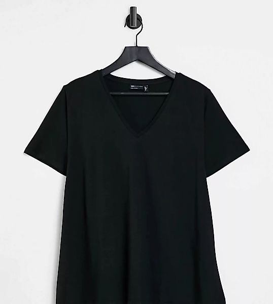ASOS DESIGN Maternity – Ausgestelltes T-Shirt mit V-Ausschnitt in Schwarz günstig online kaufen