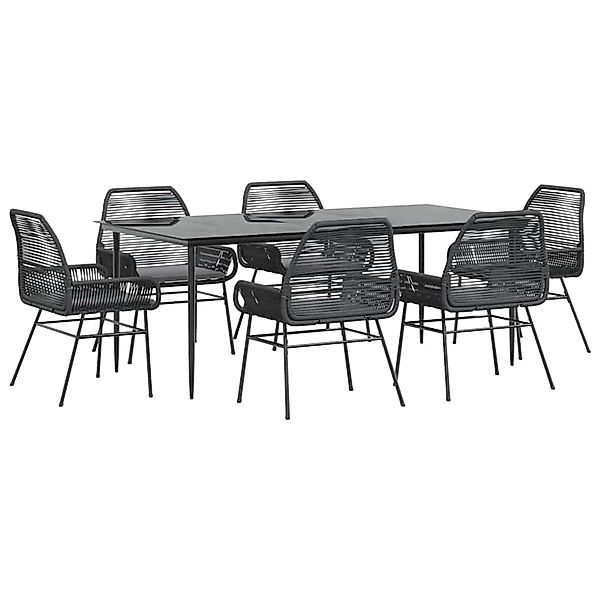 vidaXL 7-Tlg Garten-Essgruppe mit Kissen Schwarz Poly Rattan Glas 3334469 günstig online kaufen