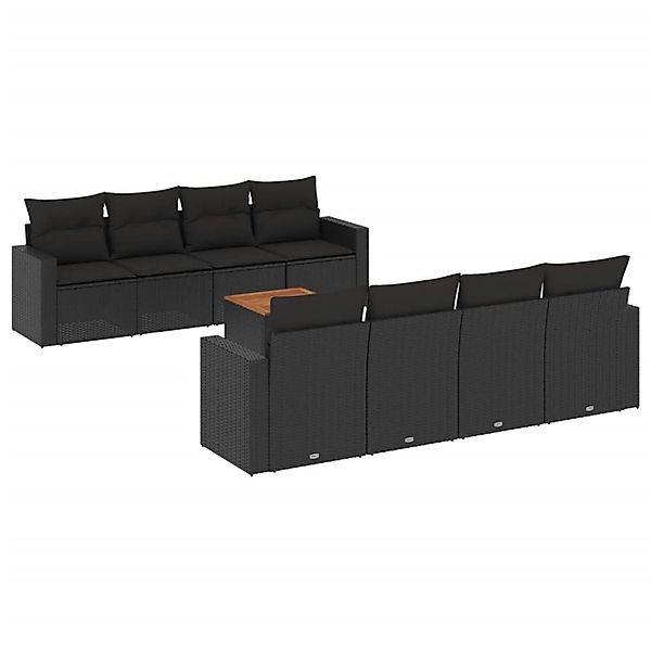 vidaXL 9-Tlg Garten-Sofagarnitur mit Kissen Schwarz Poly Rattan 3256370 günstig online kaufen