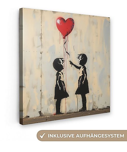 OneMillionCanvasses® Leinwandbild Straßenkunst - Banksy - Luftballon - Graf günstig online kaufen