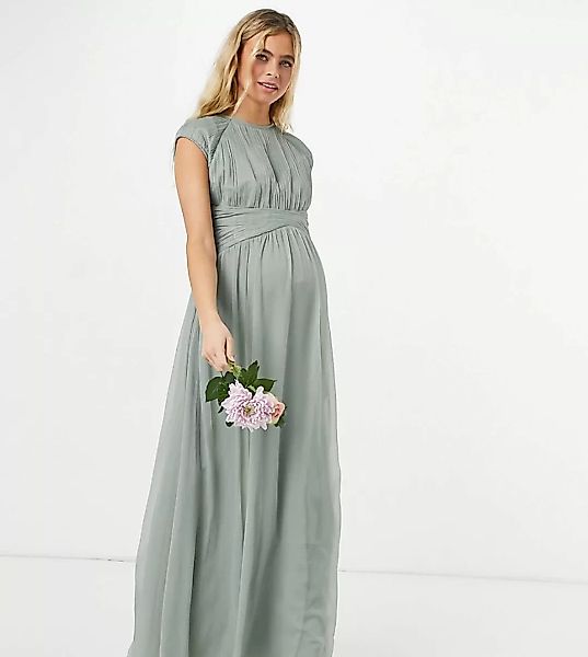 ASOS DESIGN Maternity – Bridesmaid – Brautjungfern-Maxikleid in Olivgrün mi günstig online kaufen