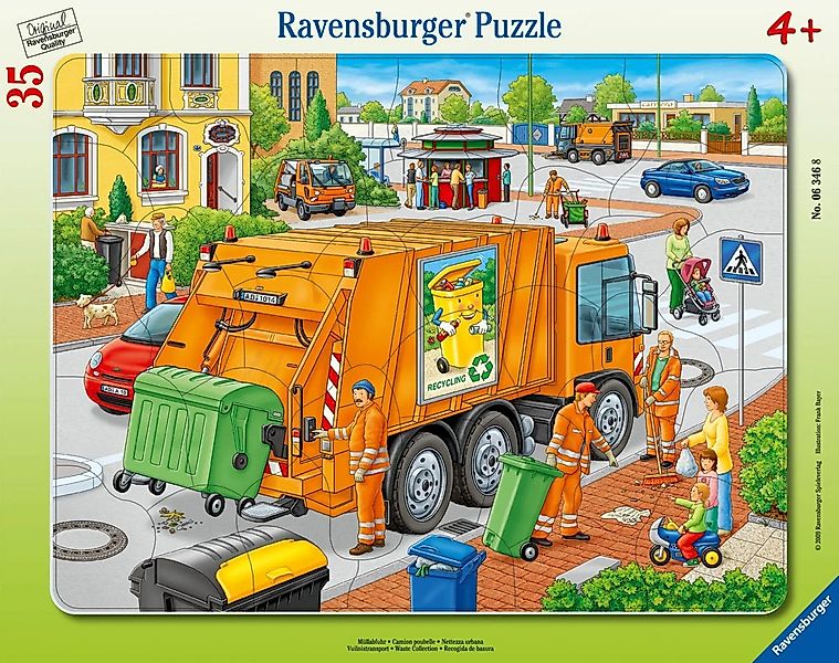 Ravensburger Puzzle Müllabfuhr. Rahmenpuzzle 35 Teile, 35 Puzzleteile günstig online kaufen