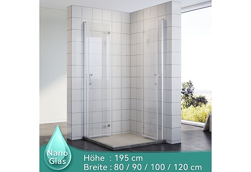 SONNI Eckdusche Duschkabine Eckeinstieg Bad Eckdusche Pendeltür Falttür 195 günstig online kaufen