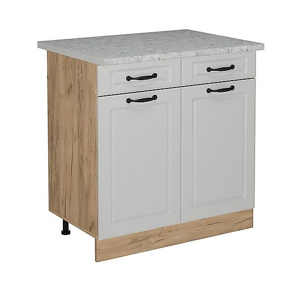 Vicco Unterschrank R-Line, Weiß Landhaus/Goldkraft Eiche, 80 cm AP Marmor günstig online kaufen