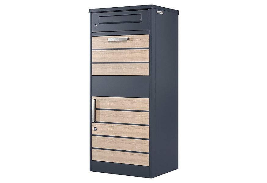 Zelsius Paketbriefkasten Terra, pulverbeschichteter Stahl, RAL7016 Holzopti günstig online kaufen