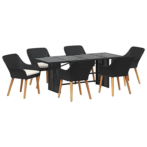 vidaXL 7-Teiliges Garten Essset Schwarz Poly-Rattan 3261621 günstig online kaufen