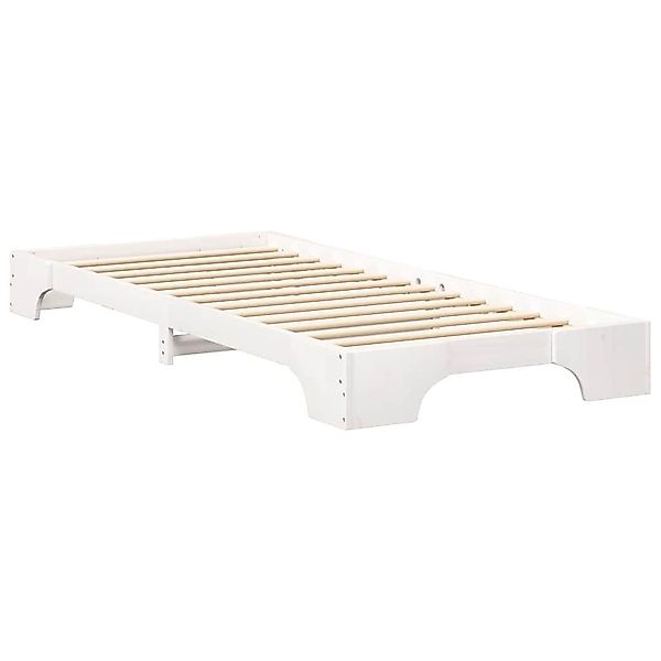 vidaXL Bett Bodenbettgestell mit Speicher Weiß günstig online kaufen