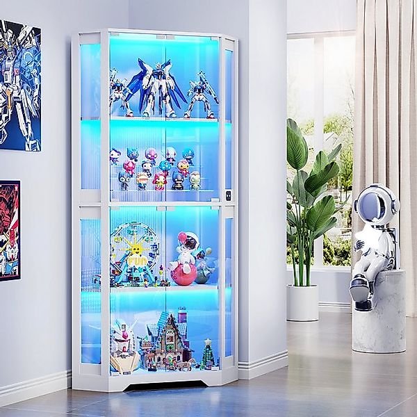 BROTTAR Glasvitrine Curio-Schrank, Eckvitrine, 4 Böden mit LED-Beleuchtung günstig online kaufen