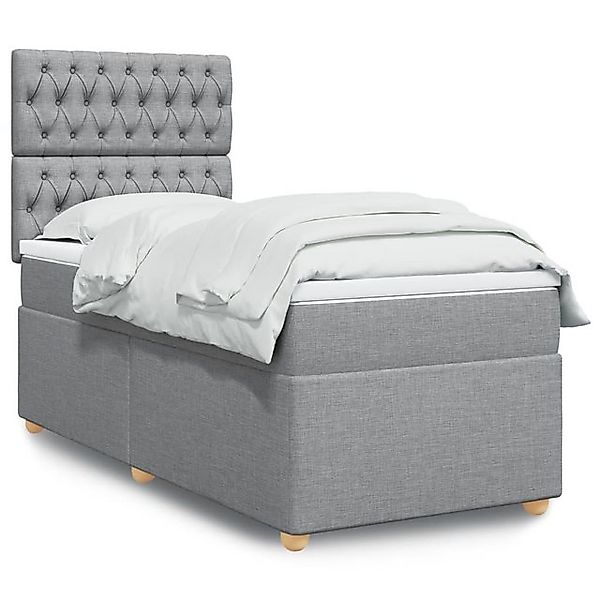 vidaXL Bettgestell Boxspringbett mit Matratze Hellgrau 90x200 cm Stoff Bett günstig online kaufen