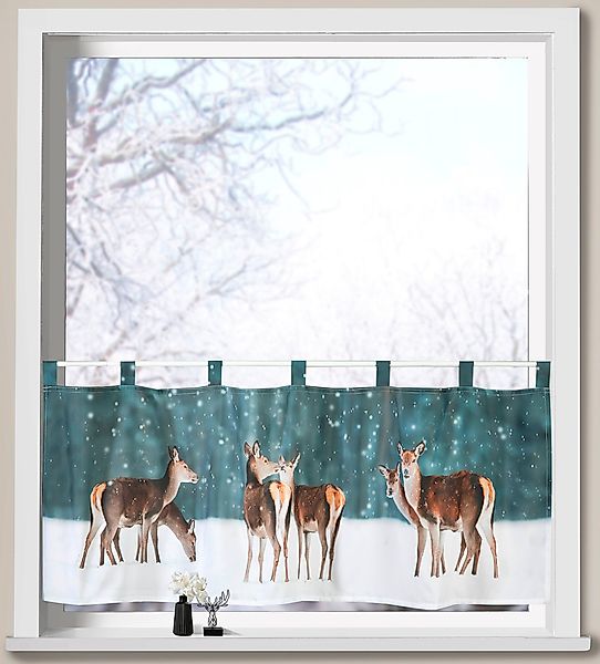 Weckbrodt Scheibengardine »Hirsche im Schnee«, (1 St.), Bistro, Microsatin, günstig online kaufen