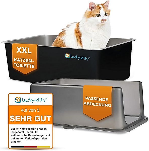 Lucky-Kitty Katzentoilette XXL Katzenklo aus Edelstahl mit Deckel absolut a günstig online kaufen