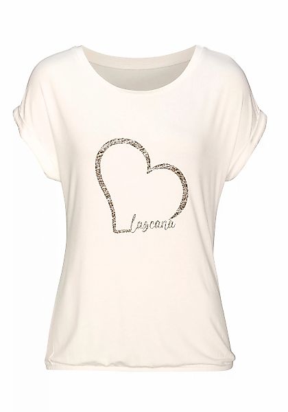 LASCANA Kurzarmshirt "mit Lascana Herz Print", aus weichem Viskose-Stretch günstig online kaufen