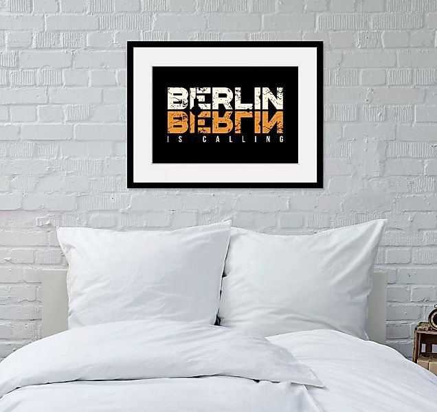 queence Bild "BERLIN IS CALLING", Städte-Stadt-Deutschland-Gebäude-Schriftz günstig online kaufen