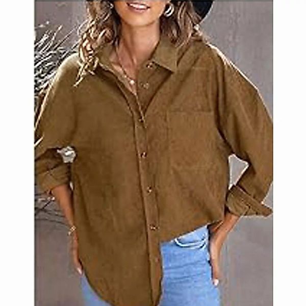 AFAZ New Trading UG Sweatjacke Damen Bluse Einfarbig Pullover Corduroy Hemd günstig online kaufen