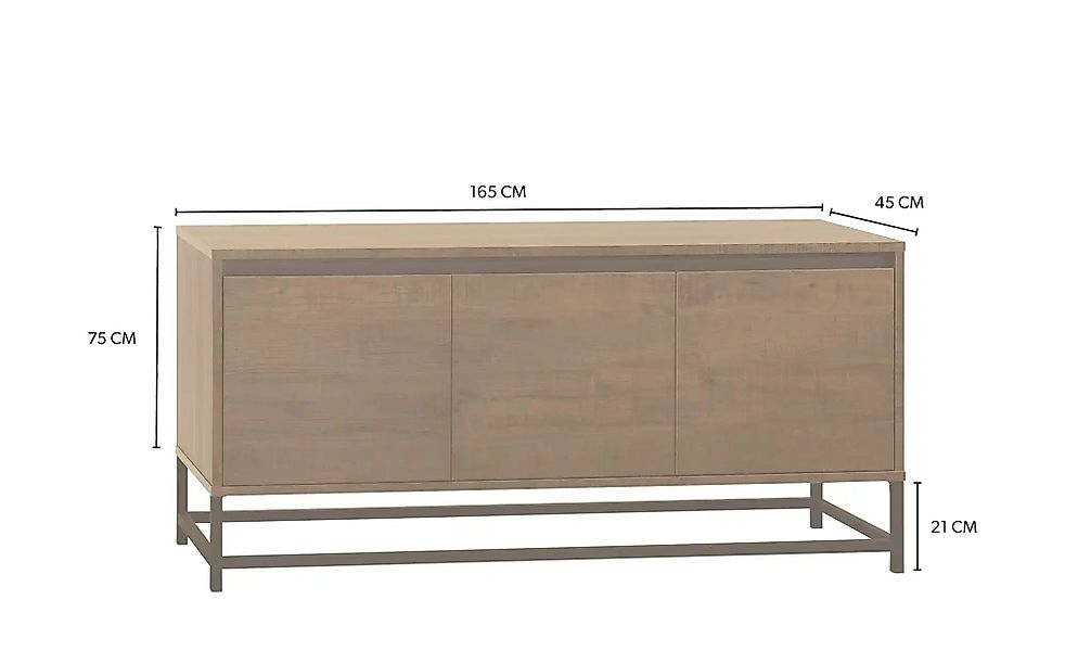 uno Sideboard  Milltown ¦ holzfarben ¦ Maße (cm): B: 165 H: 75 T: 45.0 Komm günstig online kaufen