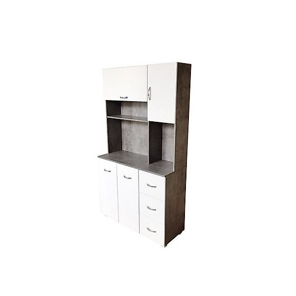 HTI-Living Hochschrank Küchenschrank Beton/Weiß Blanca (Stück, günstig online kaufen