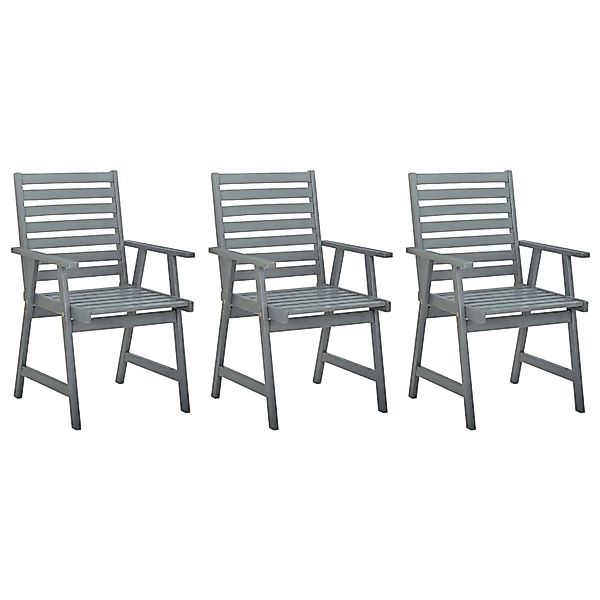 vidaXL Garten-Essstühle 3 Stk. Grau Massivholz Akazie günstig online kaufen