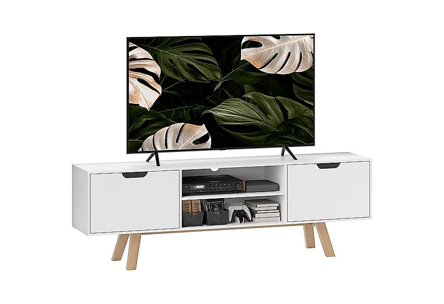 HOMCOM TV-Board für Fernseher bis zu 65 Zoll, mit 2 Schränken und 2 Regaleb günstig online kaufen