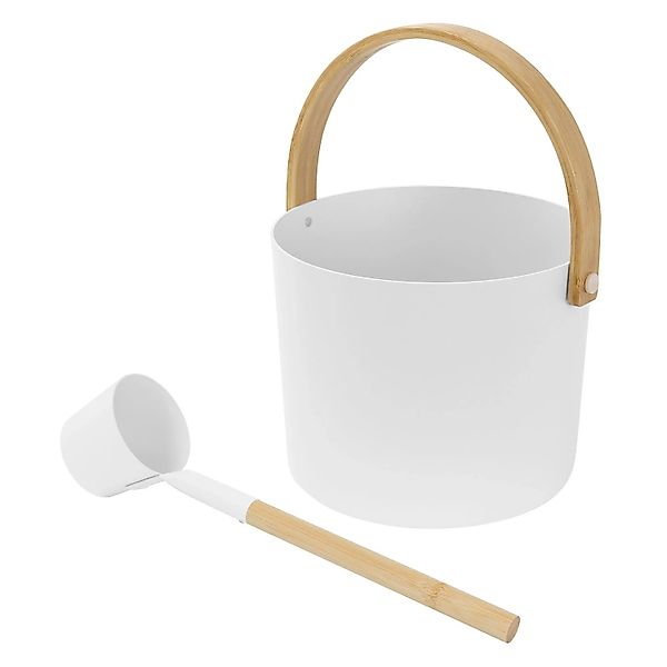 LuxeBath Saunazubehör-Set aus Aluminium Weiß Aufgusskübel Schöpfkelle günstig online kaufen