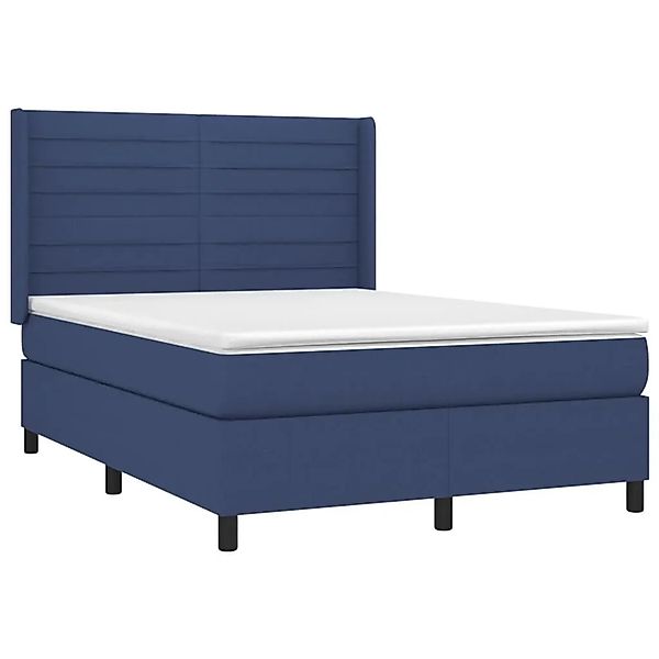 vidaXL Boxspringbett mit Matratze Blau 140x200 cm Stoff 3131519 günstig online kaufen