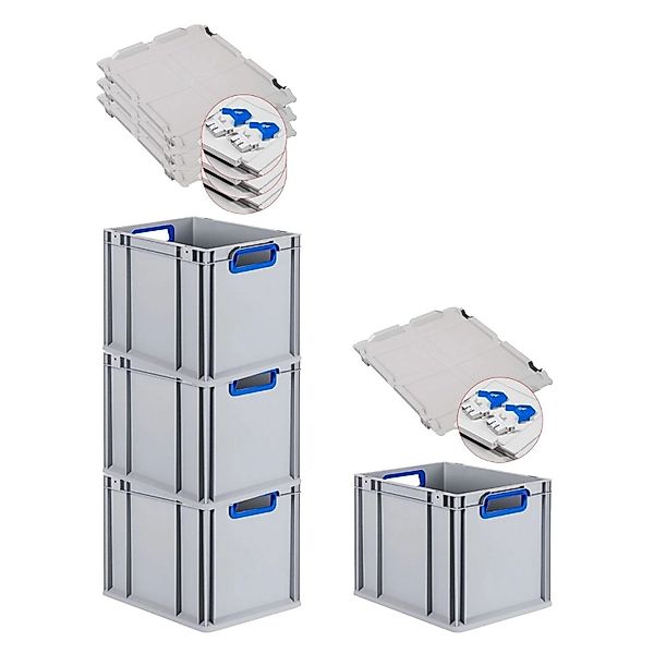 PROREGAL Spar Set 4x Eurobox Nextgen Color Mit Scharnierdeckel & Schiebesch günstig online kaufen