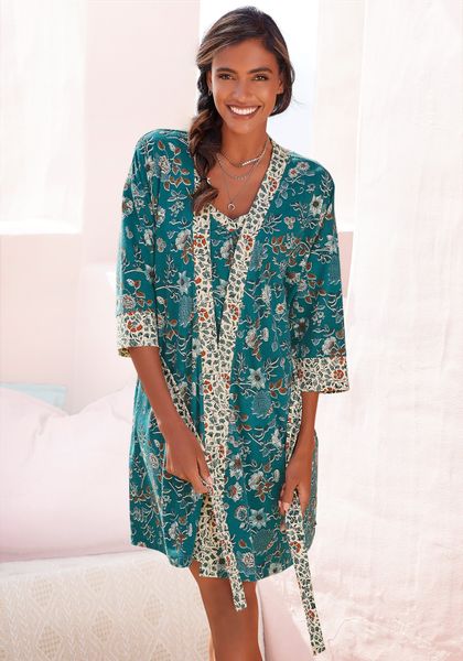LASCANA Kimono, Kurzform, Jersey, Kimono-Kragen, Gürtel, günstig online kaufen