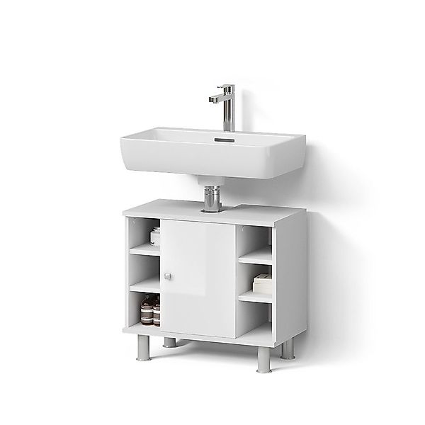 Livinity® Waschbeckenunterschrank Fucino, Weiß Hochglanz/Weiß, 60 günstig online kaufen