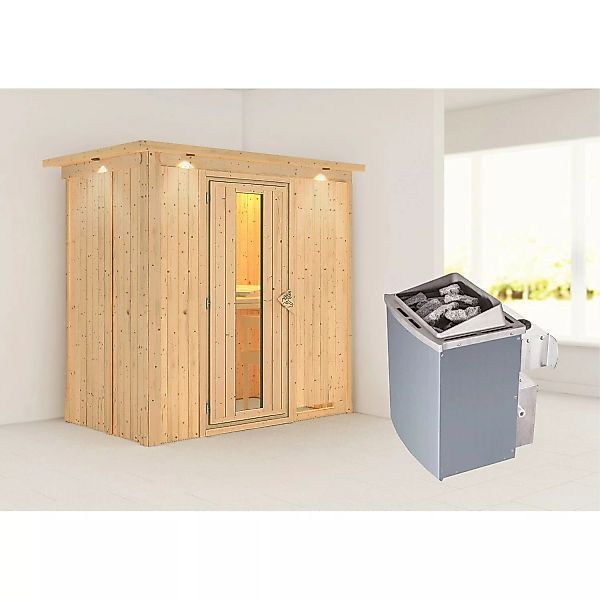 Karibu Sauna Vera + Ofen eing. Strg., Holz-Glastür, LED-Dachkranz günstig online kaufen