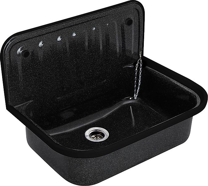 Sanicomfort Waschbecken Stahl-Ausgussbecken Granitoptik 50 x 38 cm günstig online kaufen