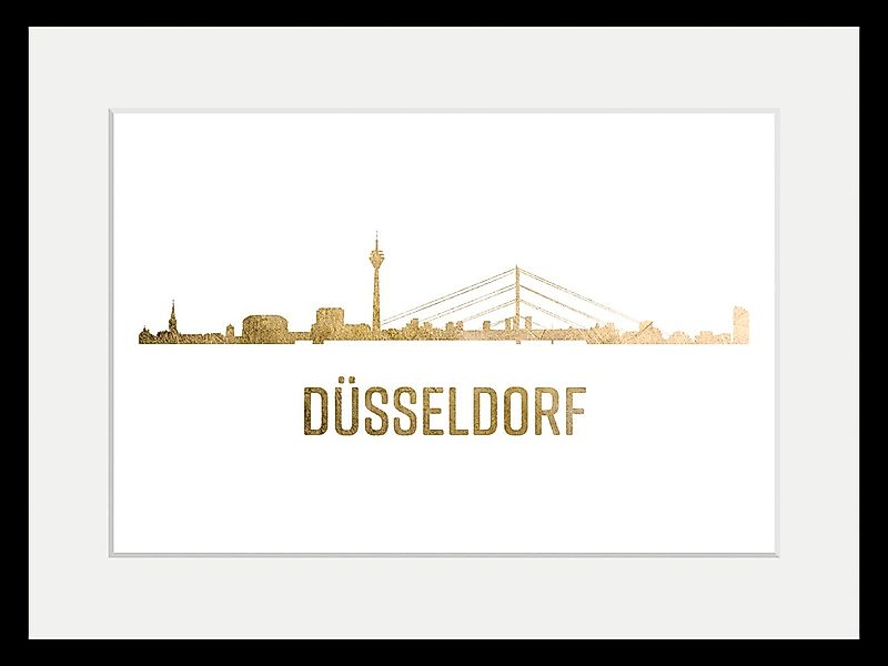 queence Bild »Düsseldorf Skyline GOLD«, Städte-Stadt-Deutschland-Kirche-Geb günstig online kaufen