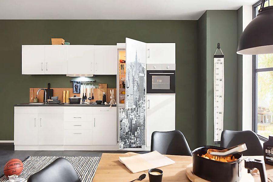 KOCHSTATION Küchenzeile »KS-Paris« Breite 330 cm, mit großer Kühl-Gefrierko günstig online kaufen